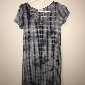 Never worn gray Tie-dye pattern dress